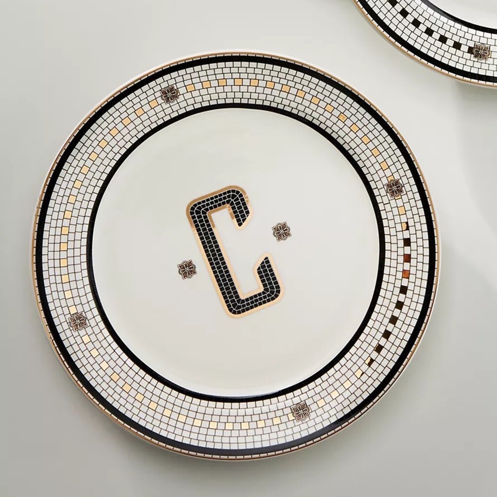 Bistro Tile Monogram Dessert Plate-C